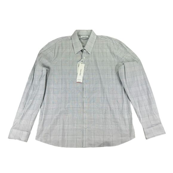 Calvin Klein Mens Extra Slim Fit Untucked Length Button Down Shirt Blue XL - Picture 1 of 4
